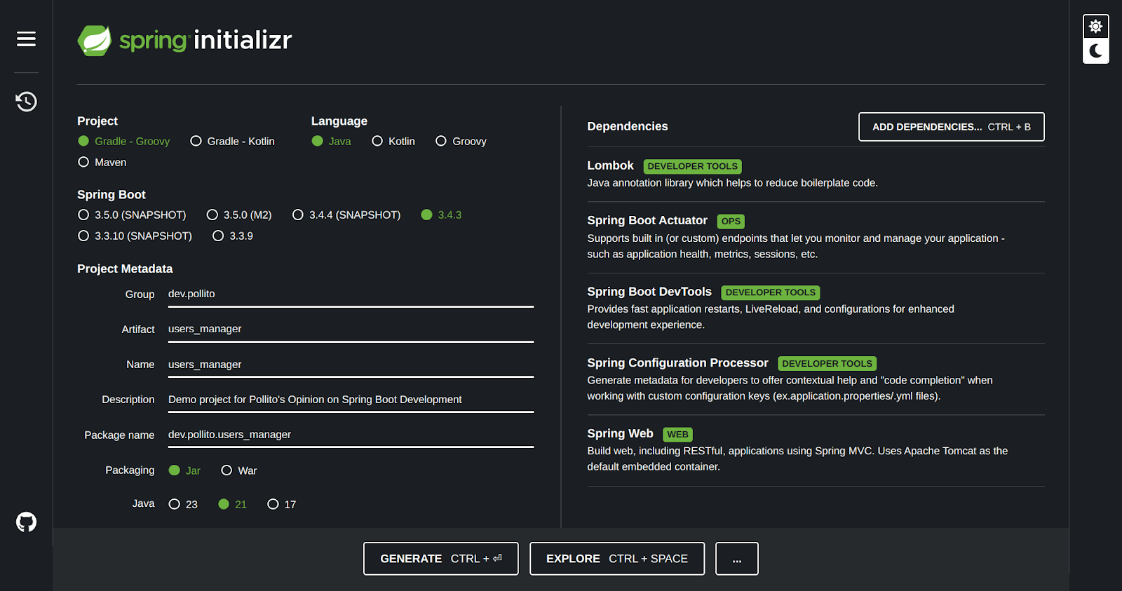 generating project