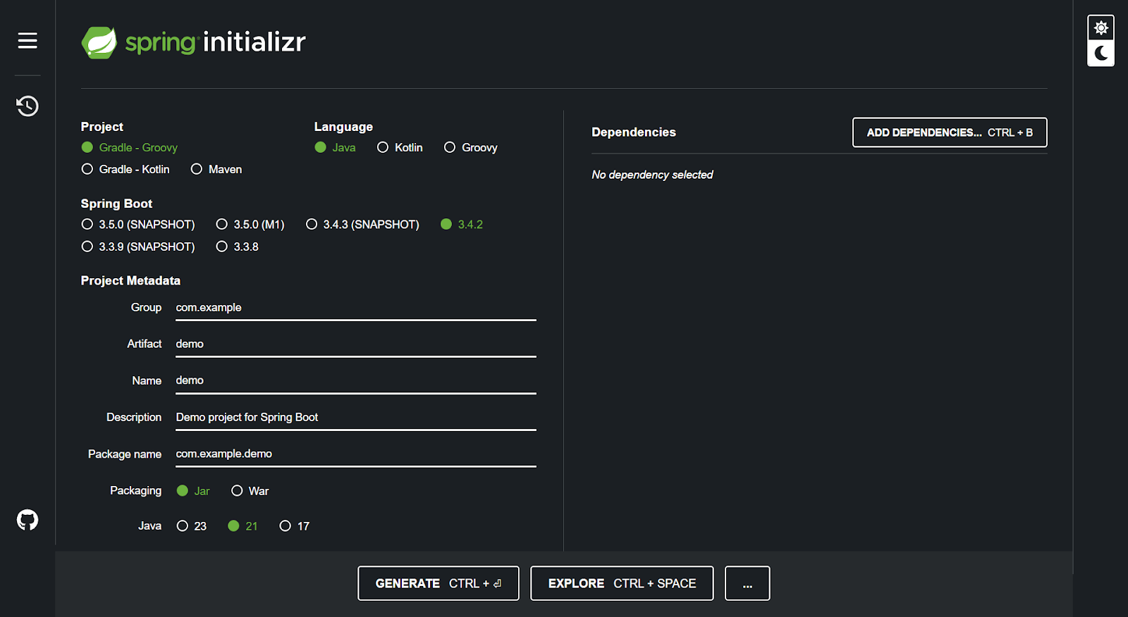 spring initializr
