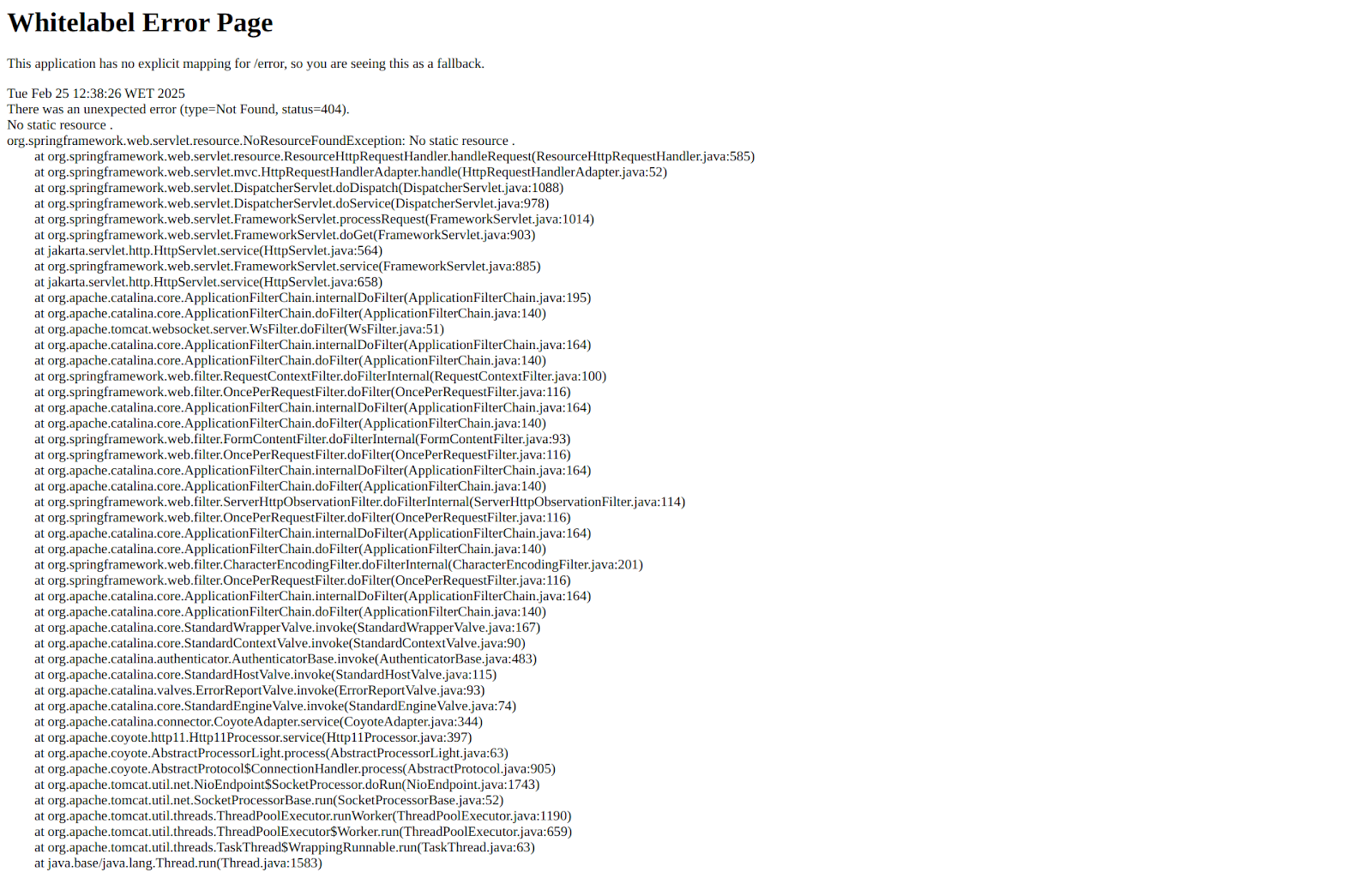 página de error whitelabel